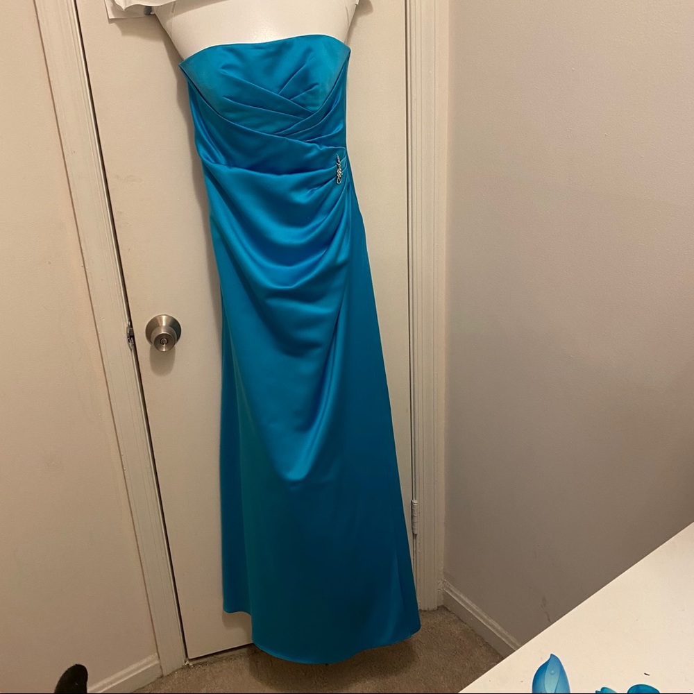 Satin Teal Bridesmaid Dress